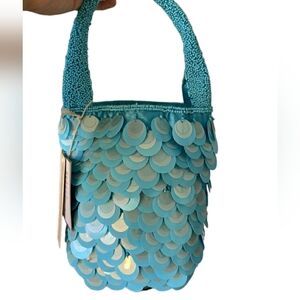 Viral blue beaded purse